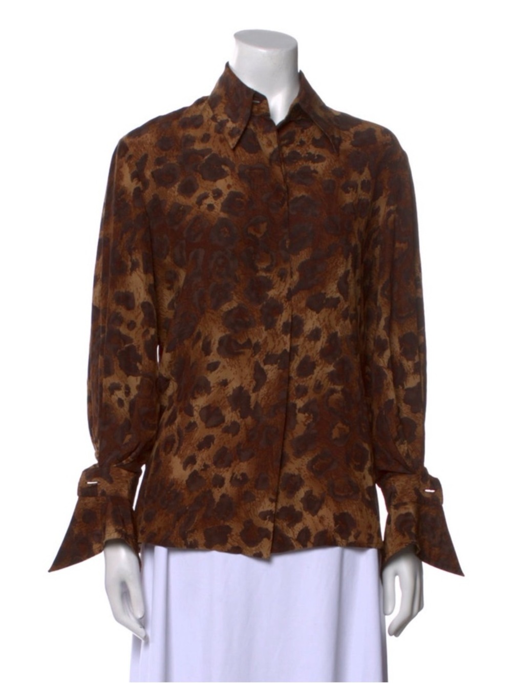 Gianfranco Ferré Brown Leopard Print Button-Down Shirt
